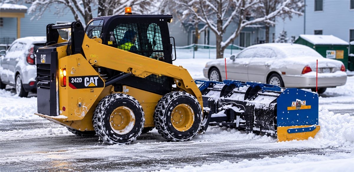 Granite Hills Group equipment clearing snow from a parking lot